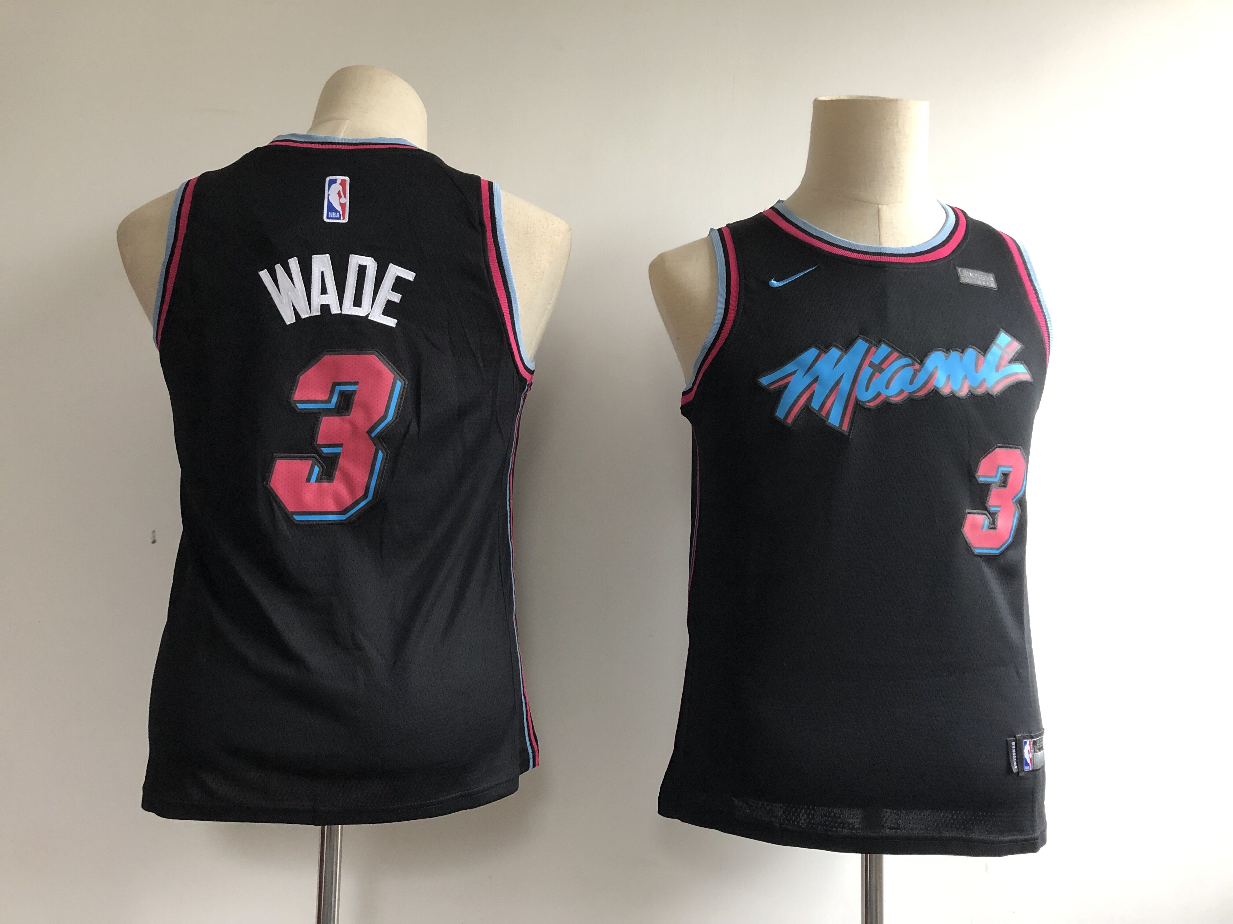 Adidas Miami Heat Youth 3 Wade black NBA City Edition Jersey